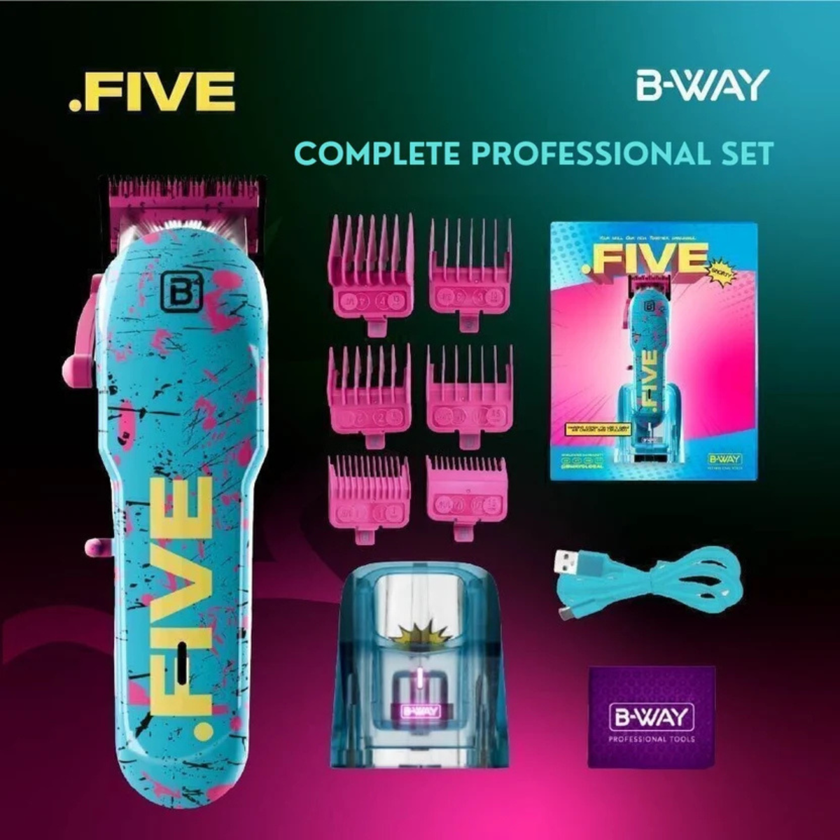 B‑WAY New Five Clipper & DOT1 Trimmer – 2‑Piece Barber Set