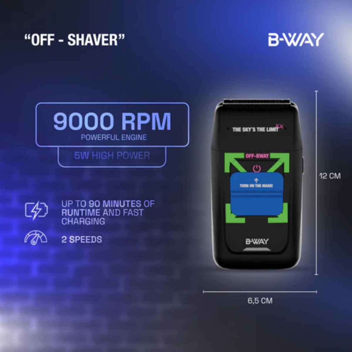 B-WAY Professional Barber Clipper Trimmer & Foil Shaver Set – B10K Hair Clipper, CUTZ Dark Trimmer & OFF Black Shaver – Cordless 3-in-1 Barber Grooming Kit for Fades, Outlining & Finishing
