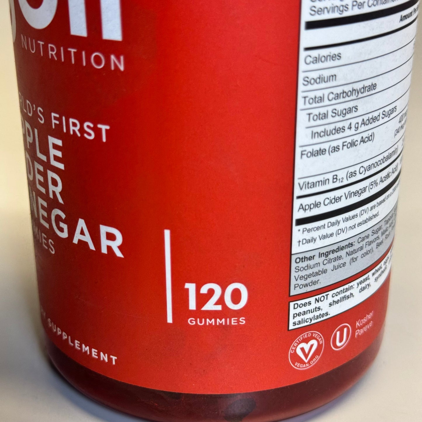 ZA@ GOLÍ Nutrition Apple Cider Vinegar 120 Gummies Sz 6.5” H Red BB Exp 08/25