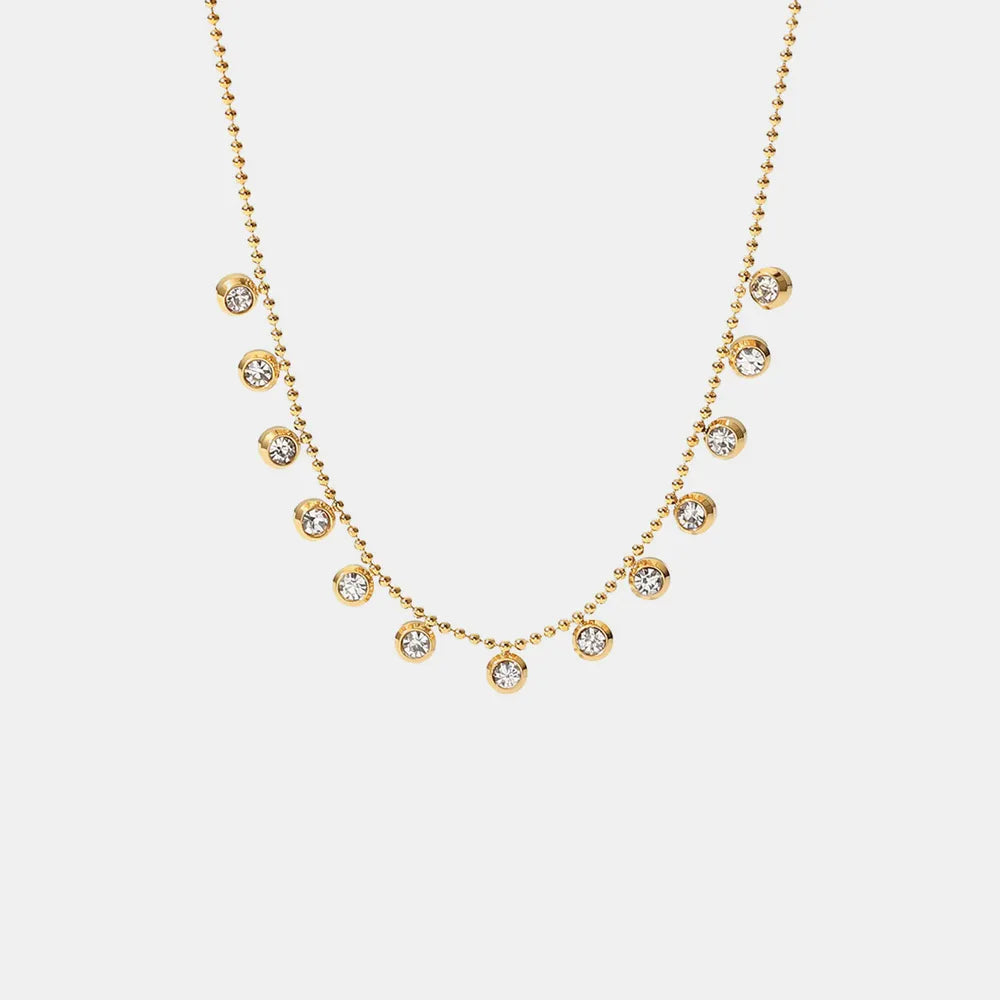 Fashionable and versatile titanium steel necklace white zircon stainless steel necklace for women