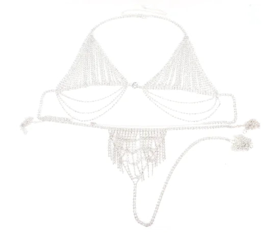 Style Loft Collection Rhinestone Tassel Bikini Set