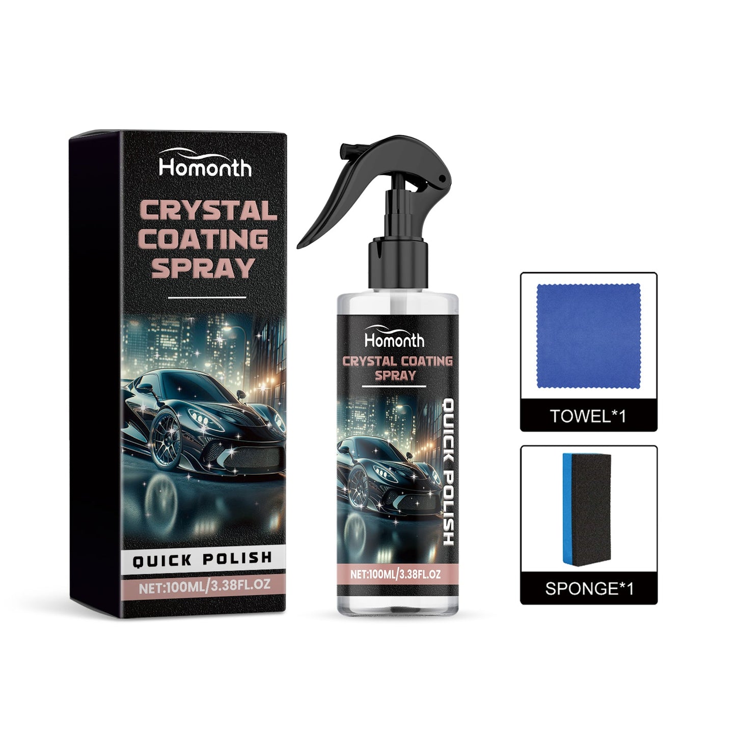 Crystal Coating Spray, Clean Water Stains And Dirt With New Bright Long-Lasting Maintenance Spray