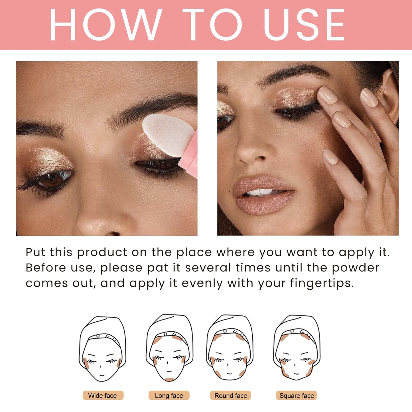 Highlighter Pat Powder, Light Highlighter Natural 3D Contoring Powder
