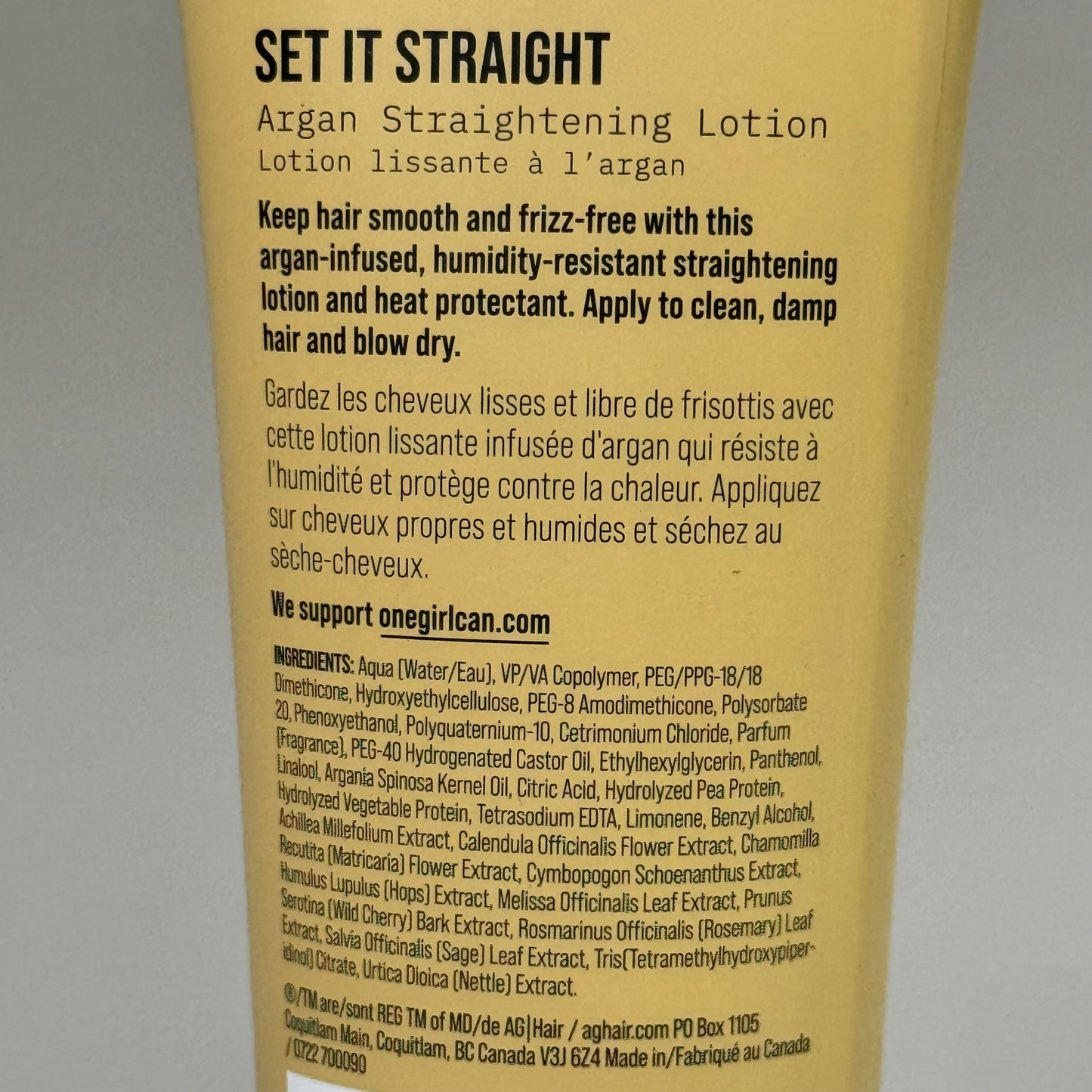 AG CARE Set it Straight Argan Straightening Lotion Heat Protection 5fl oz 100136