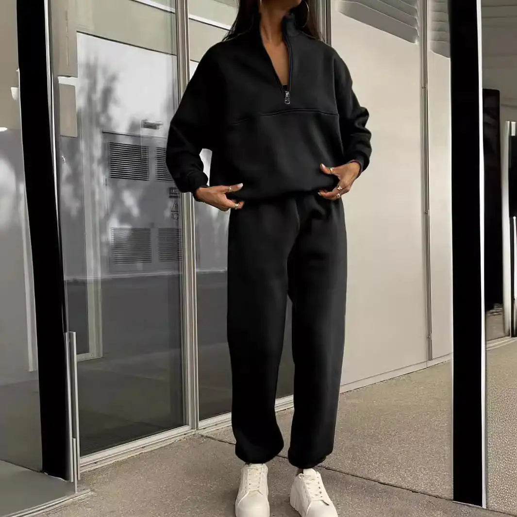 Style Loft Collection Lapel Zip Solid Leisure Suit
