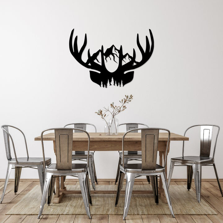Deer Antler Mountains - Metal Wall Art | Home Decor | Kitchen + Metal