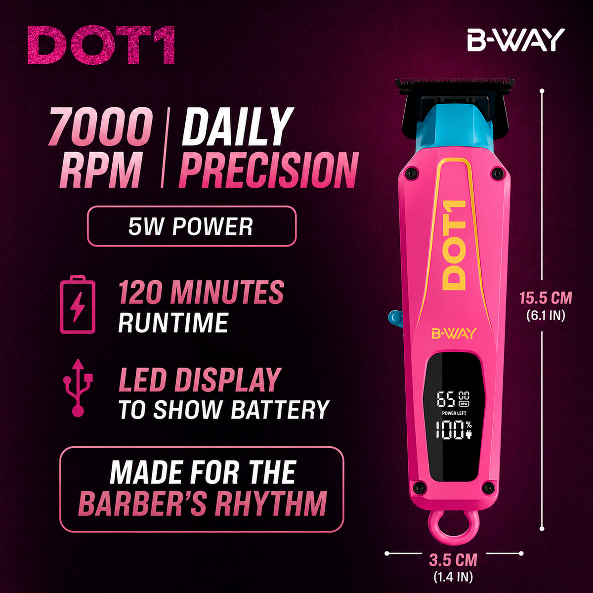 B‑WAY New Five Clipper & DOT1 Trimmer – 2‑Piece Barber Set