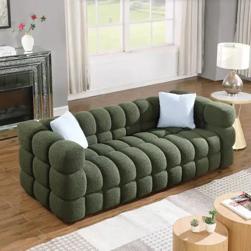 84.3 Length ,35.83 Deepth ,human Body Structure For USA People, Marshmallow Sofa,boucle Sofa ,White Color,3 Seater