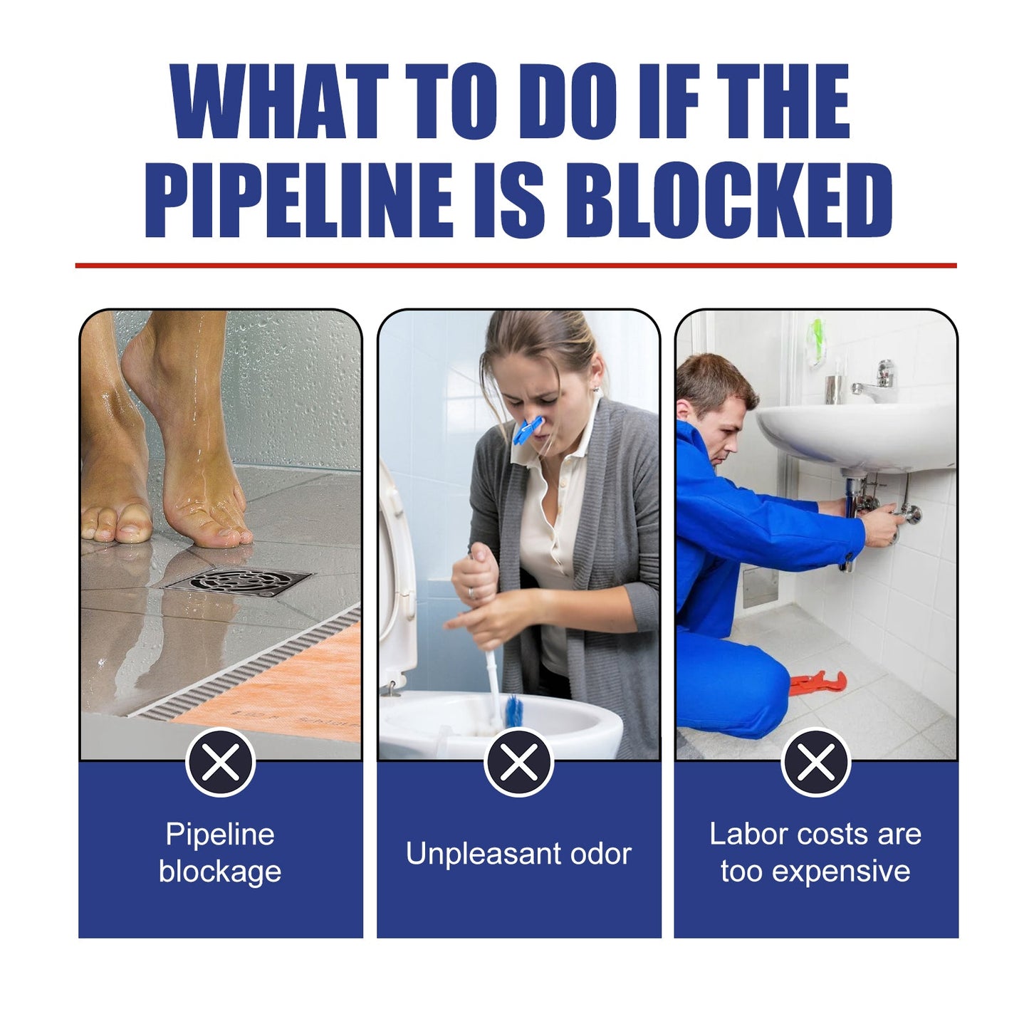 JUE-FISH Drain Gel Pipe Unclogger, Kitchen Bathroom Sewer Odor Cleaning Dissolves Dredging To Prevent Clogging