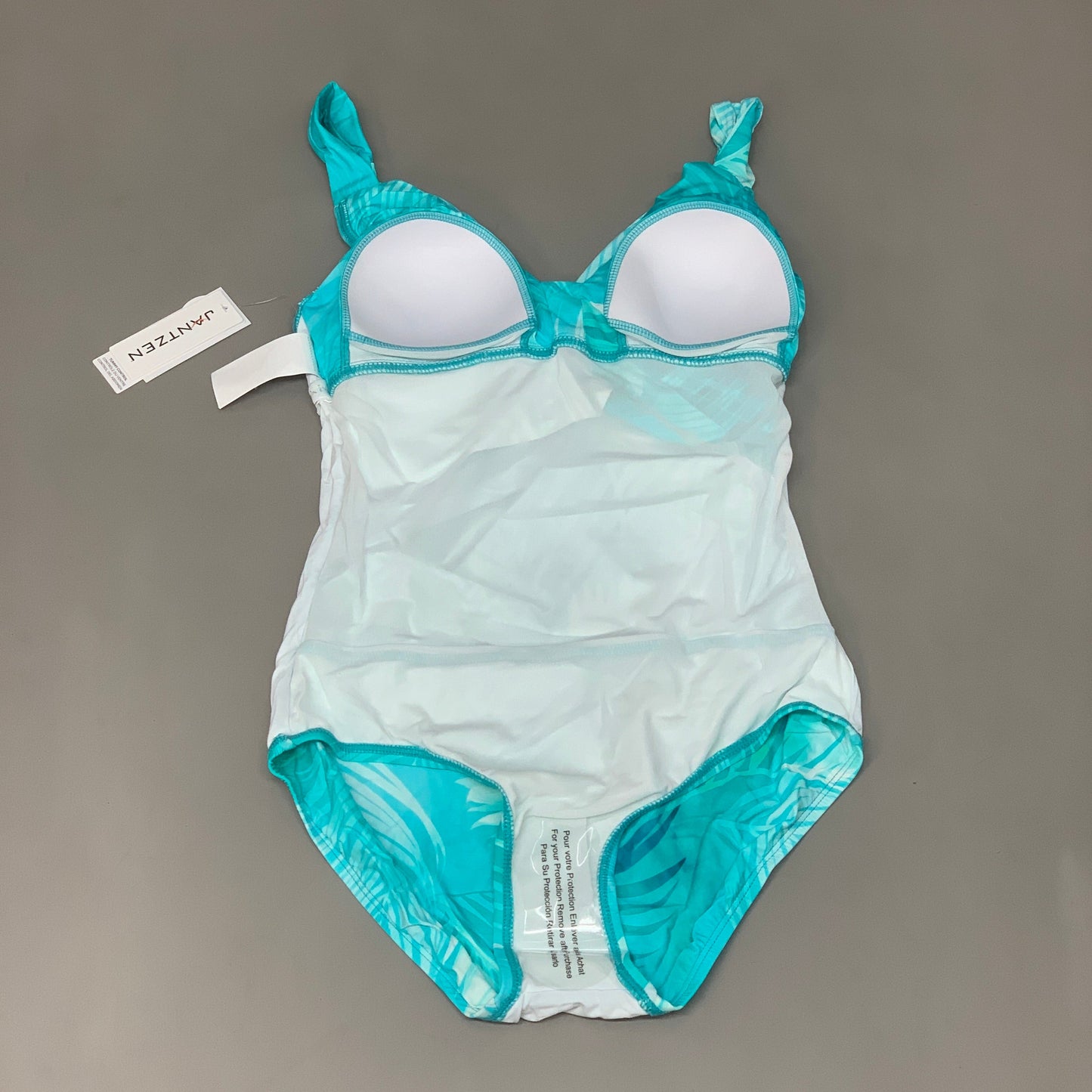 JANTZEN Womens Bathing Suit Patterned One Piece Sz-4 Ideal Teal JZ22705M