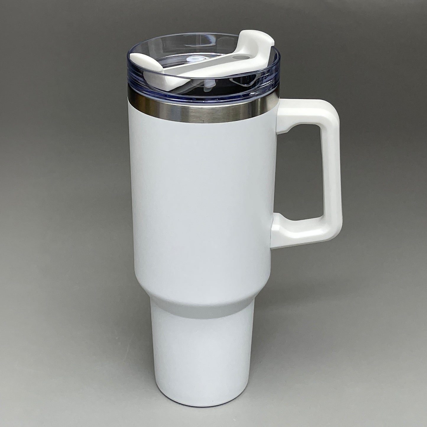 TUMBLER (2 PACK) Insulated Stainless Steel Travel Mug w/ Lid Handle Straw 40 oz White