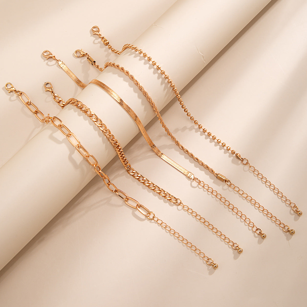 Love Beaded Punk Chain Foot Chain Set Hip Hop Personalized Snake Bone Chain Foot