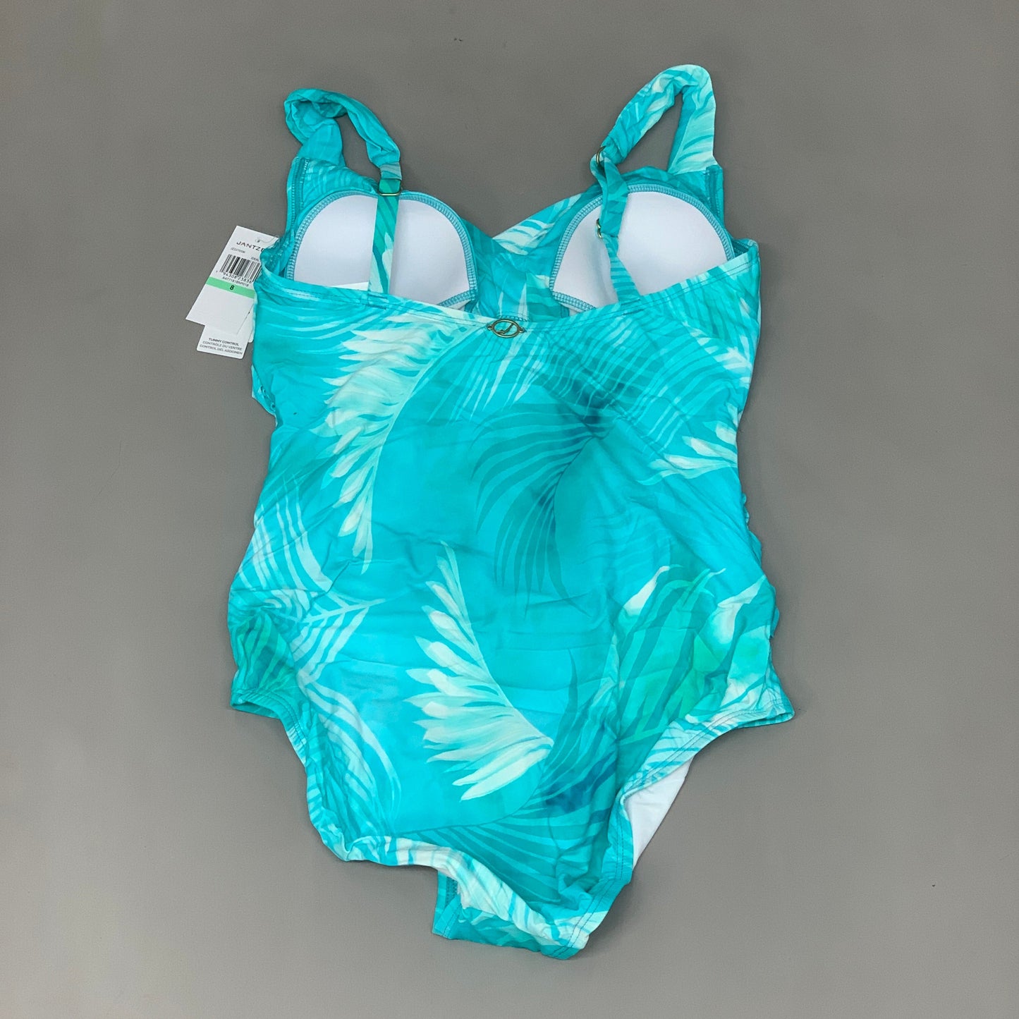 JANTZEN Womens Bathing Suit Patterned One Piece Sz-22W Ideal Teal JZ22706M