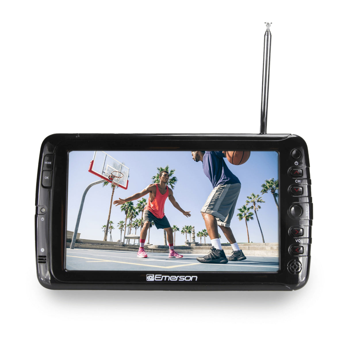 Portable 7" TV and Digital Multimedia Player with Built-In Battery and DC Car Cord