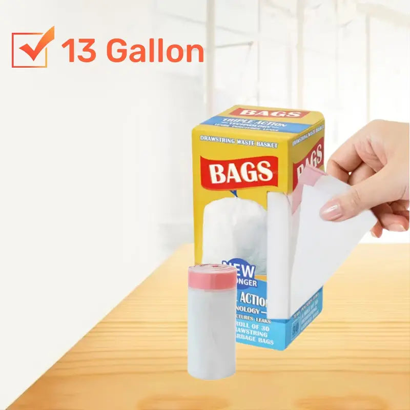 Style Loft Collection Drawstring Trash Bags 30pcs 13 Gallon / 50 Liter