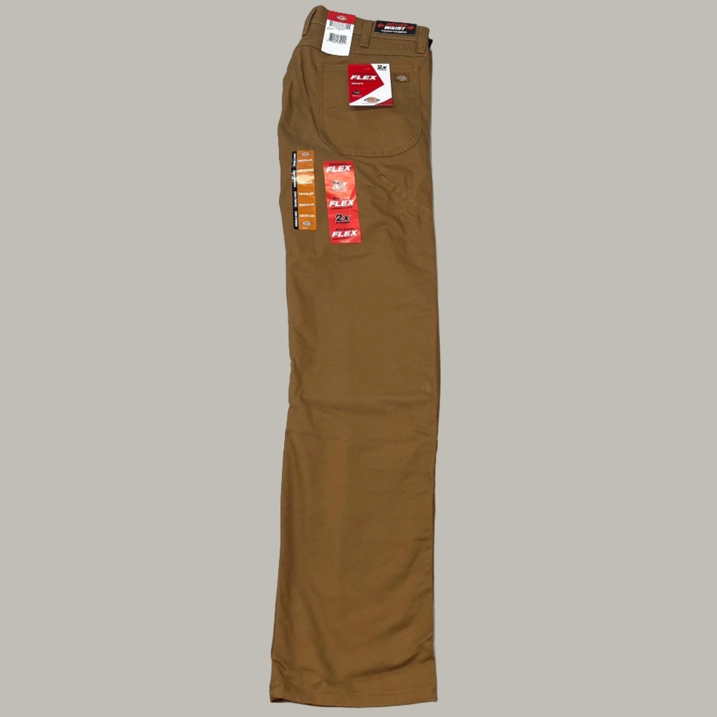 DICKIES Flex Regular Fit Double Knee Pant Men's Sz 34X34 Stonewashed Brown Duck