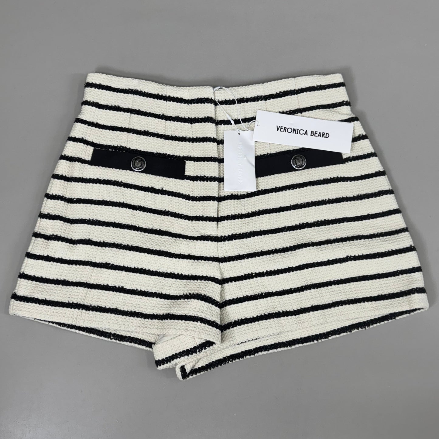 VERONICA BEARD Women's Gershwin Short Sz-2 Ivory/Black 2406TW7480258