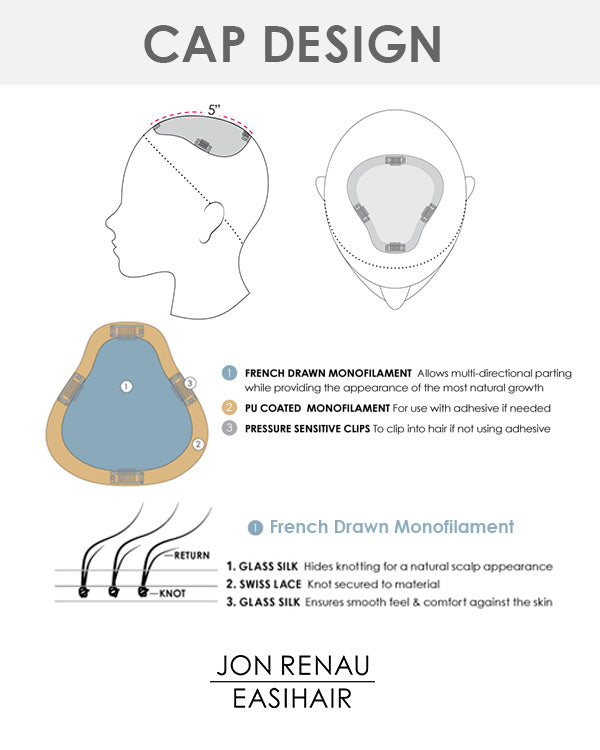 EasiPart French XL 8 inch (Exclusive) | Monofilament Remy Human Hair Topper by Jon Renau