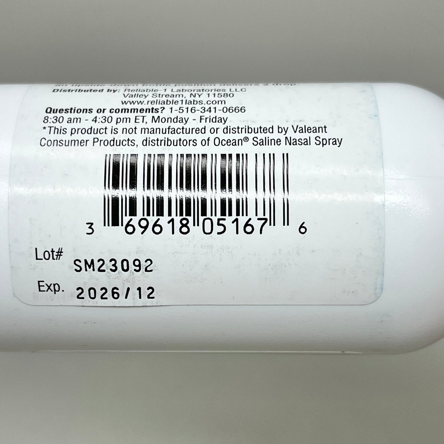 RELIABLE-1 (2 PACK) Saline Nasal Spray 3fl oz (90mL) SM23092 Exp. 12/2026