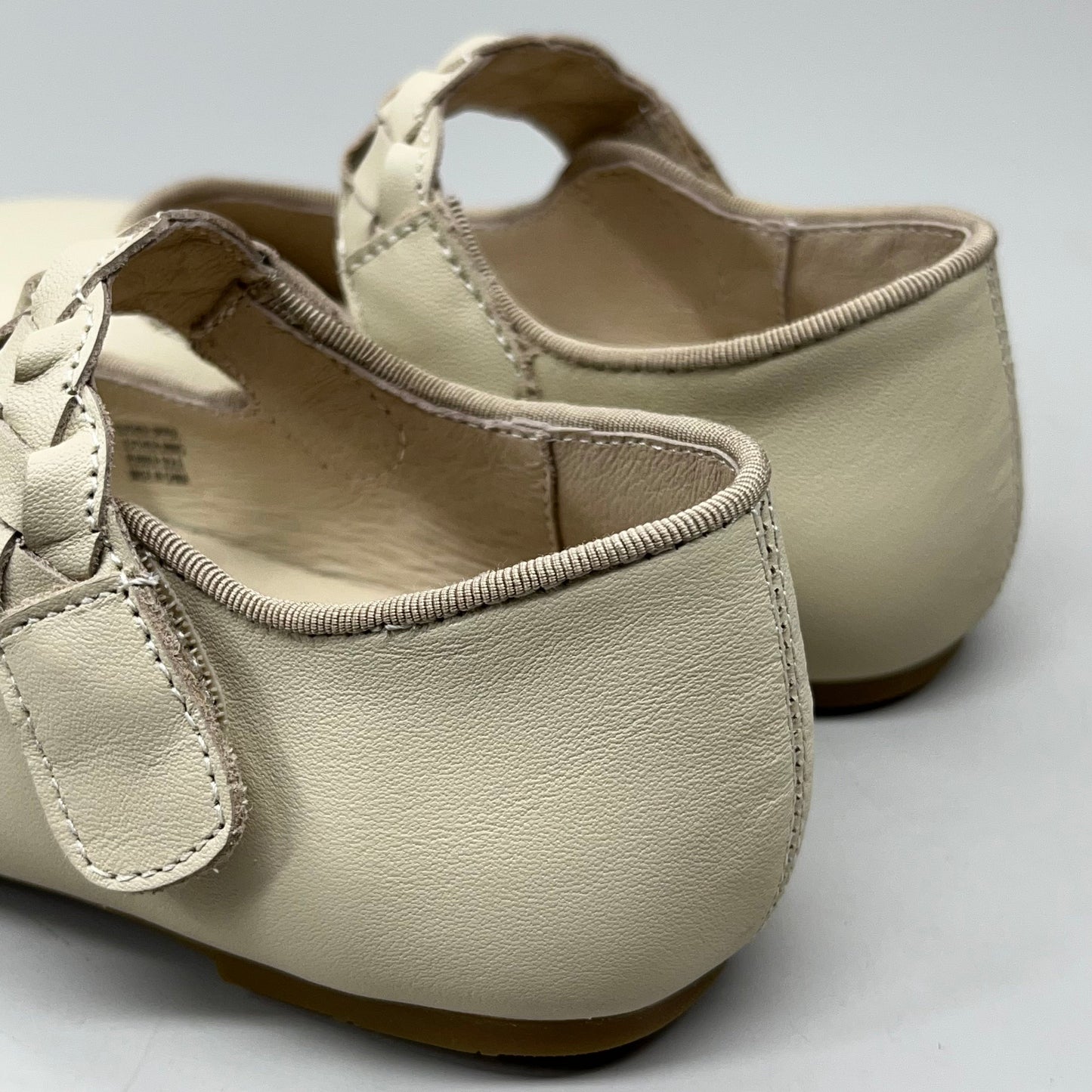 OLD SOLES Lady Plat Braided Strap Leather Shoe Kid’s Sz 27 US 10 Cream #817