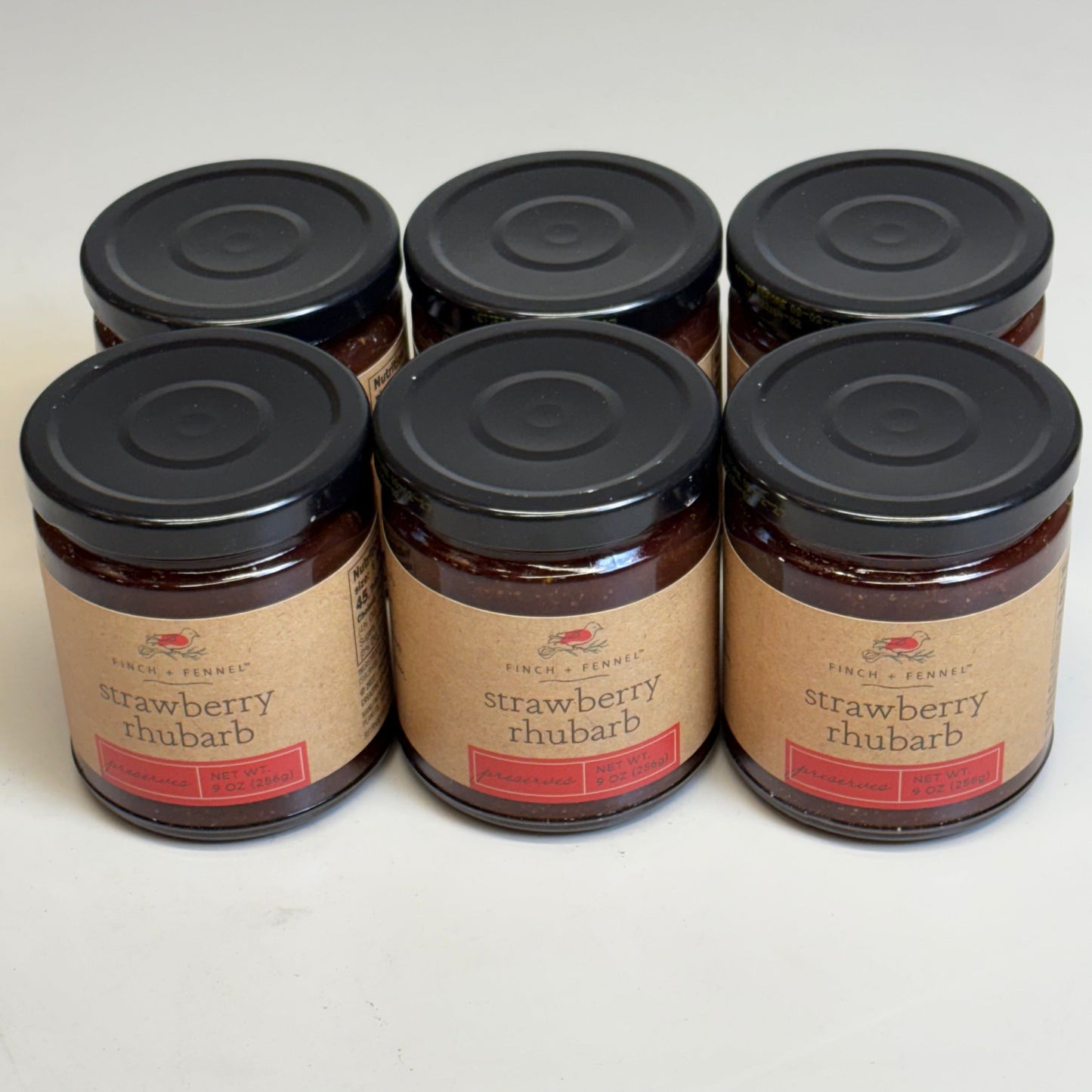 ZA@ FINCH + FENNEL (6 Pack) Strawberry Rhubarb Dip/Spread 9 oz BB 08/27 C