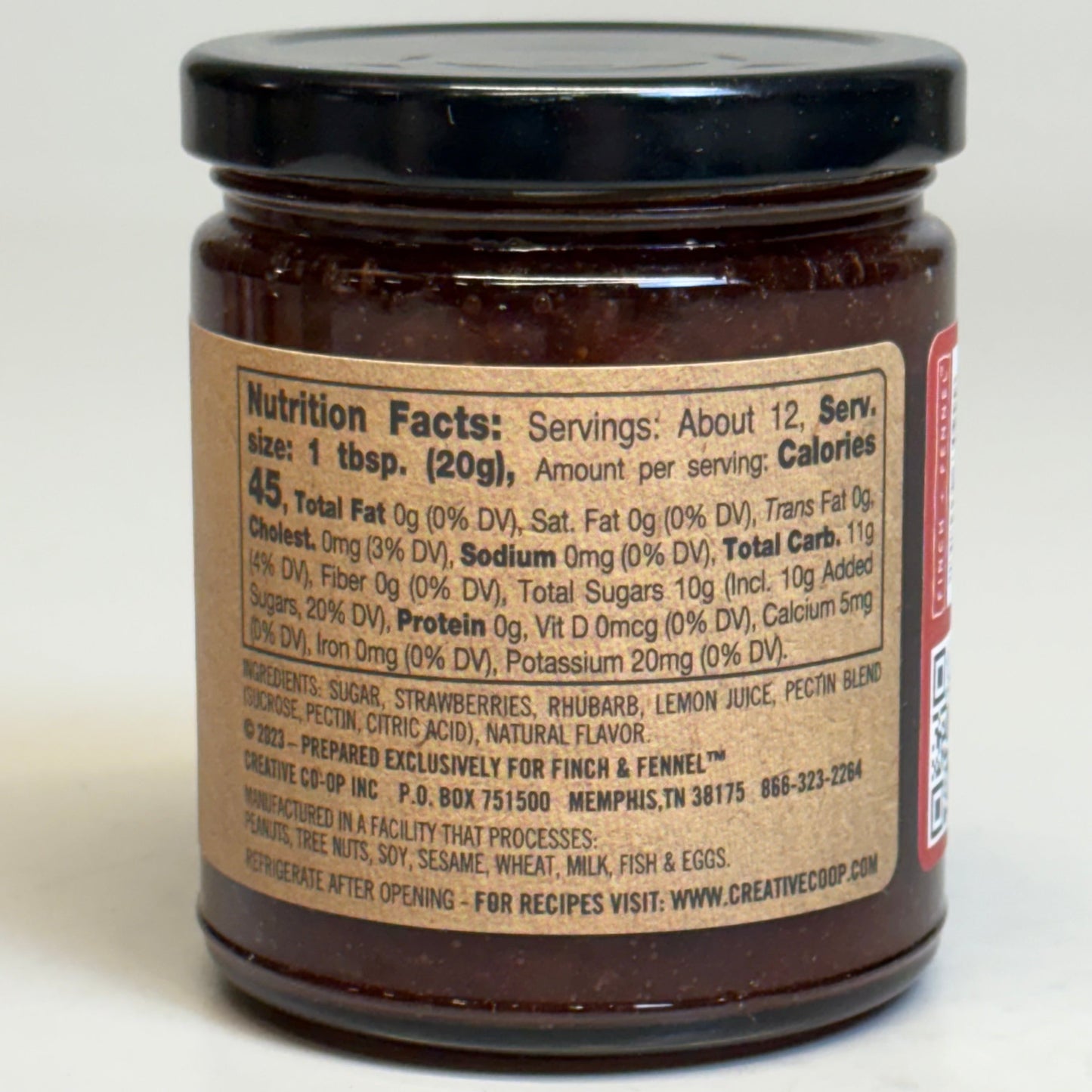 ZA@ FINCH + FENNEL (6 Pack) Strawberry Rhubarb Dip/Spread 9 oz BB 08/27 C