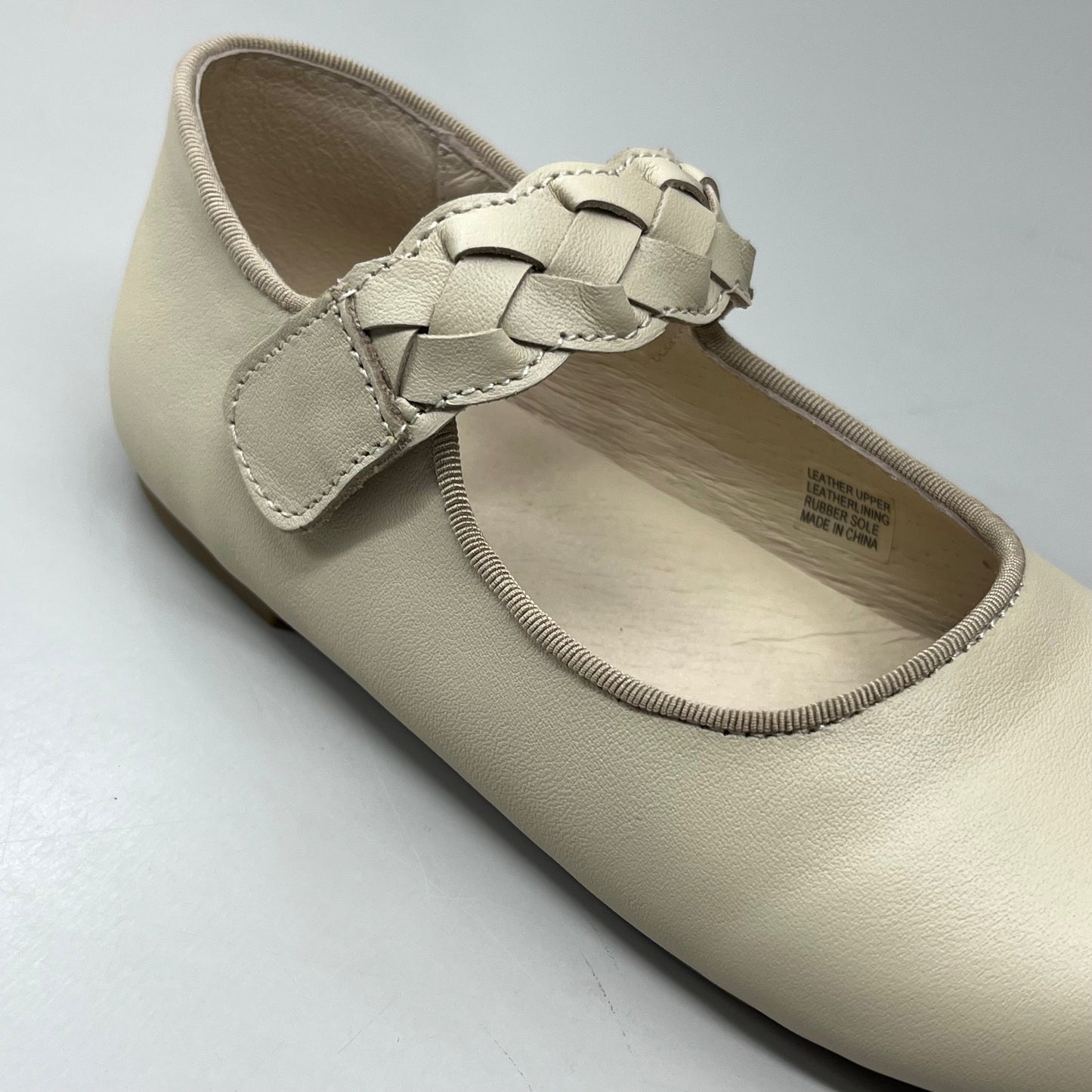 OLD SOLES Lady Plat Braided Strap Leather Shoe Kid’s Sz 29 US 12 Cream #817