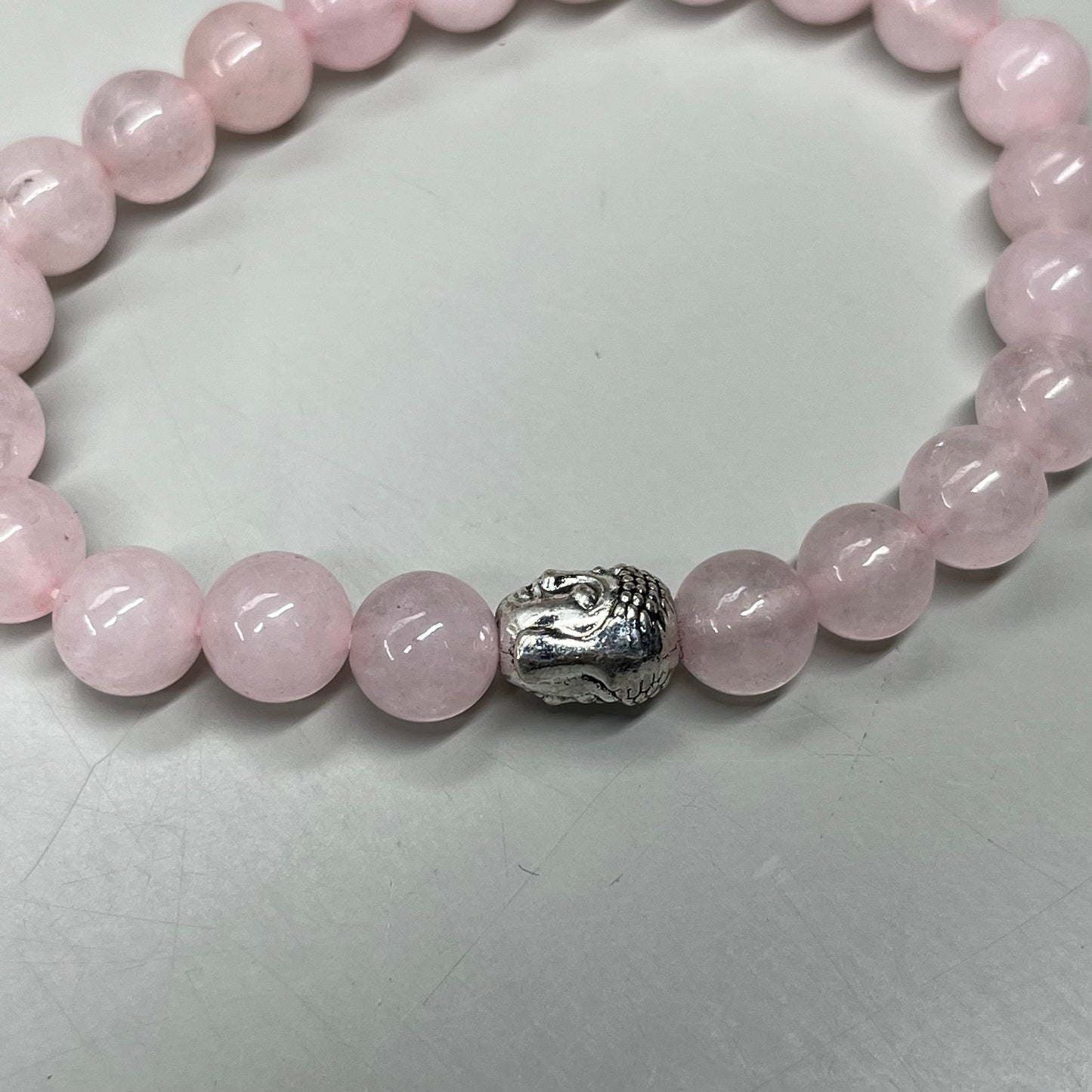 BEST WHOLESALE (12 PACK) Beaded Rose Quartz Crystal Bracelets 3" Silver Head New