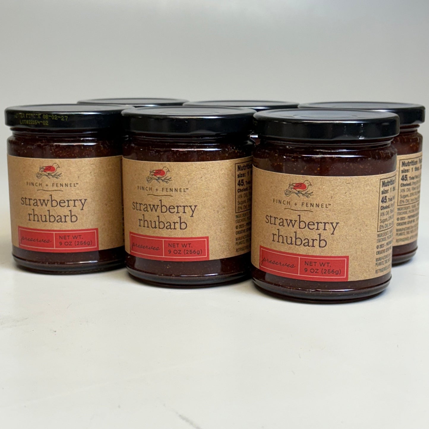 ZA@ FINCH + FENNEL (6 Pack) Strawberry Rhubarb Dip/Spread 9 oz BB 08/27 C