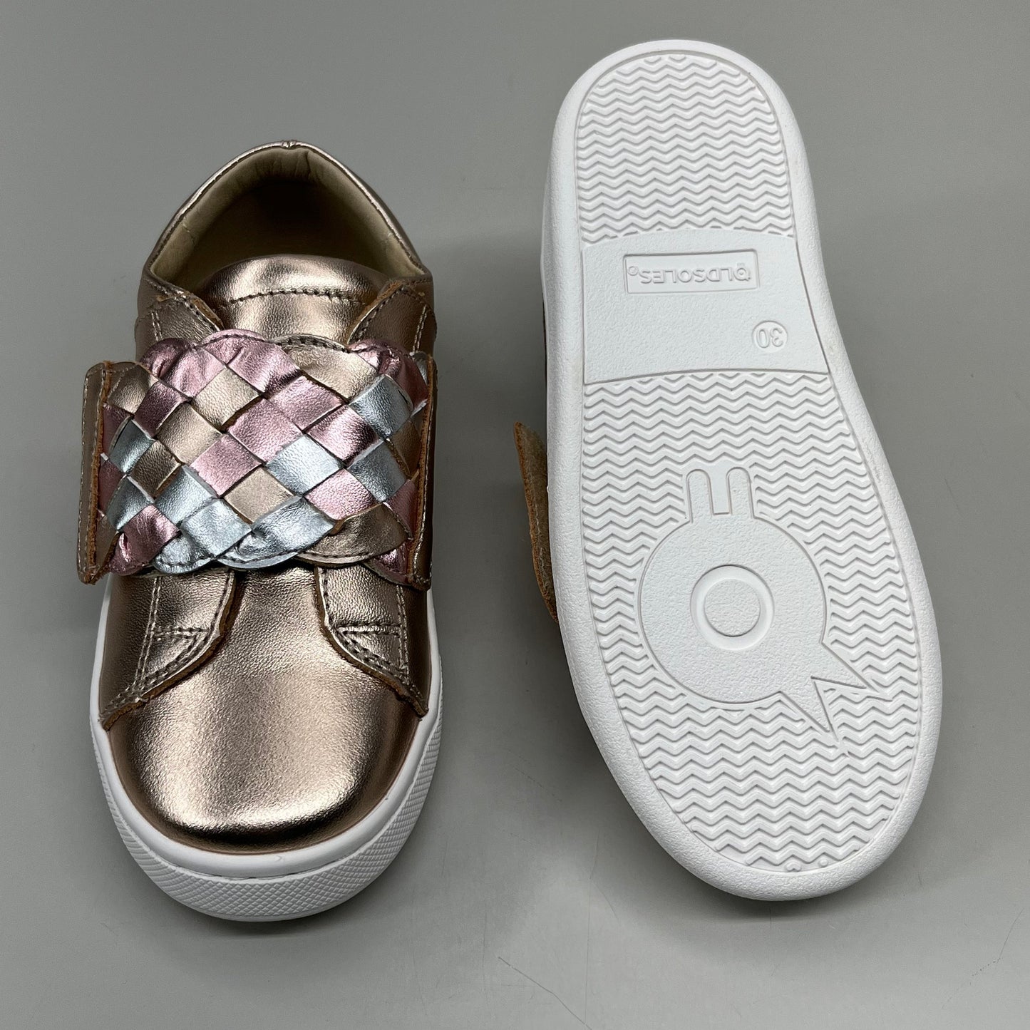 OLD SOLES Igster Sneakers Kid's Leather Shoe Sz 22 US 6 Copper/Silver/Pink Frost #6132
