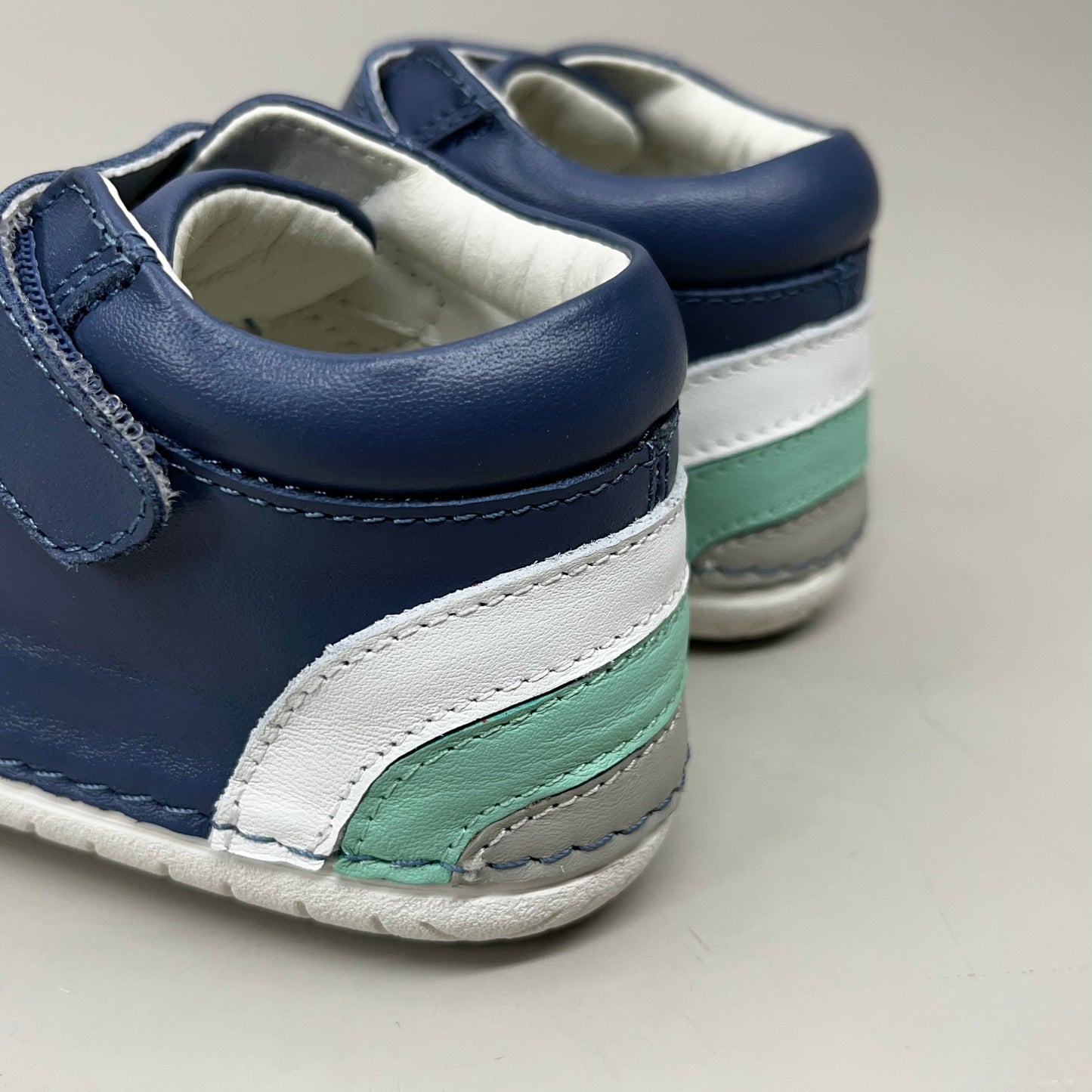 OLD SOLES Baby Rainbow Champster Leather Shoe Sz 19 US 3 Petrol/Snow/Jade/Gris #4091