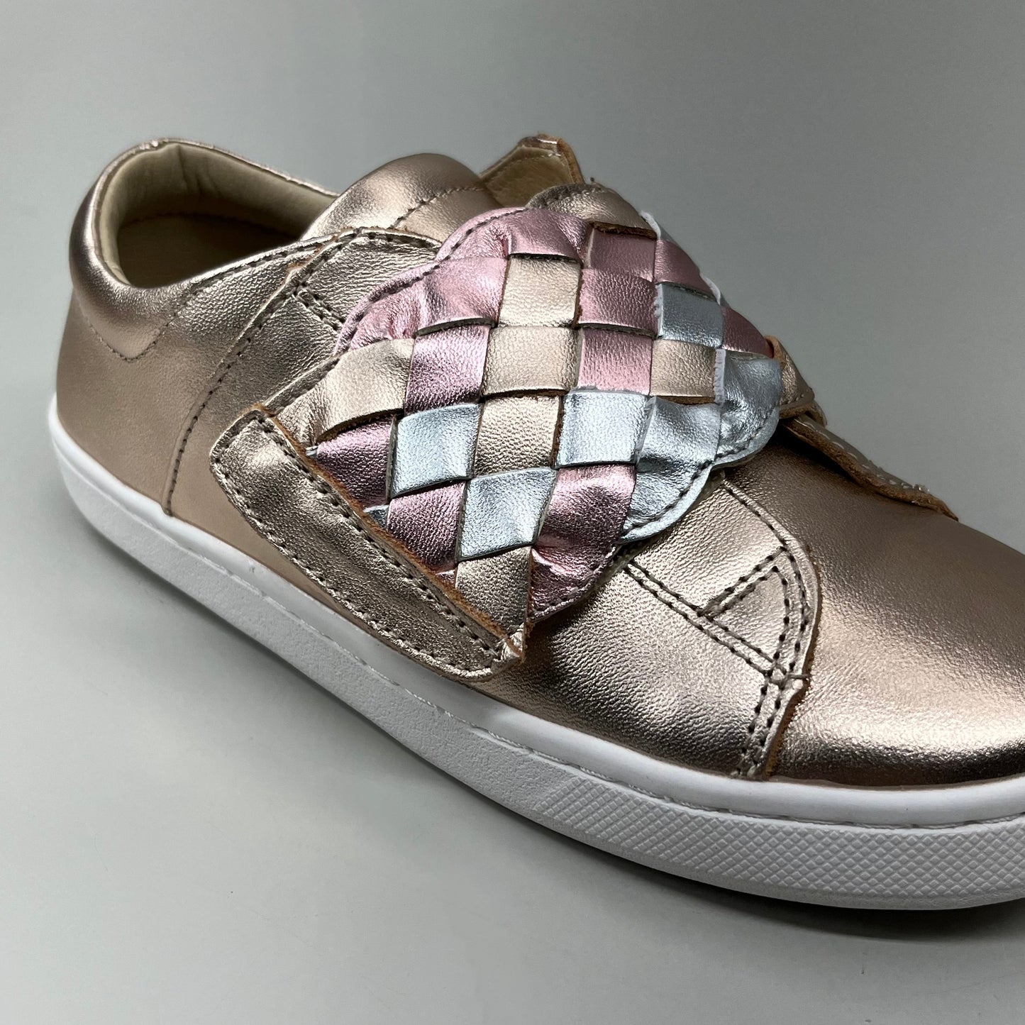 OLD SOLES Igster Sneakers Kid's Leather Shoe Sz 26 US 9.5 Copper/Silver/Pink Frost #6132