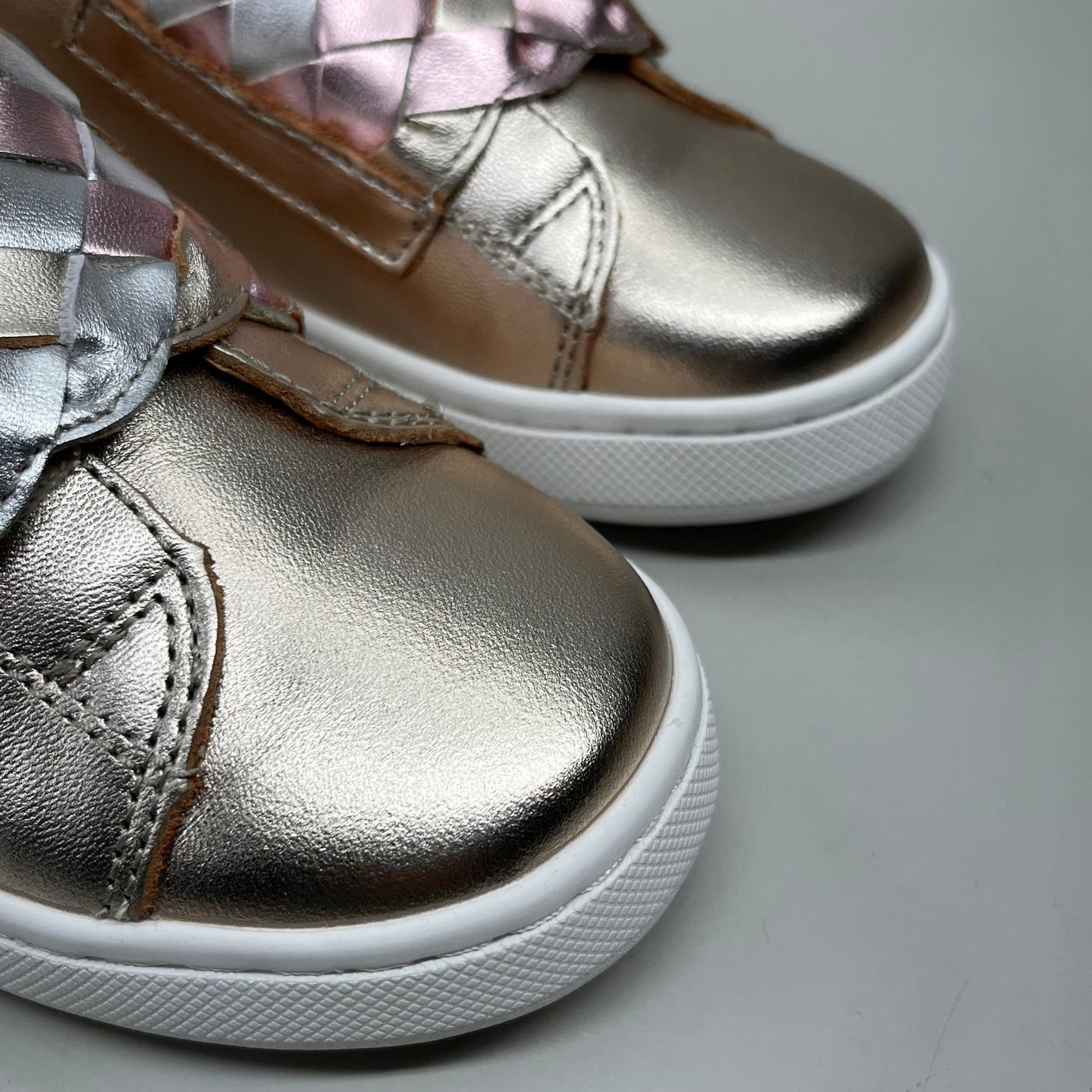OLD SOLES Igster Sneakers Kid's Leather Shoe Sz 26 US 9.5 Copper/Silver/Pink Frost #6132