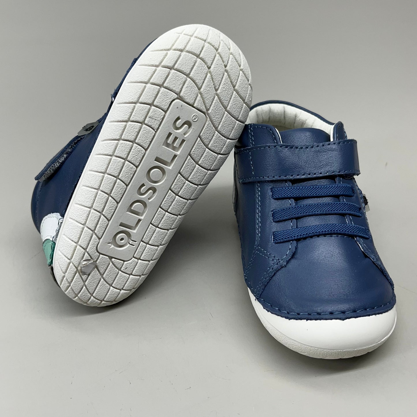 OLD SOLES Baby Rainbow Champster Leather Shoe Sz 20 US 4 Petrol/Snow/Jade/Gris #4091