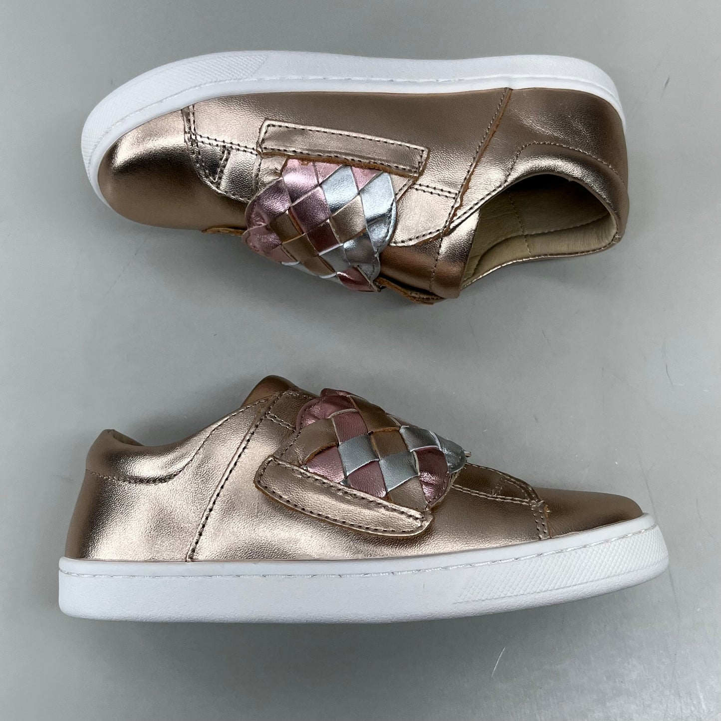 OLD SOLES Igster Sneakers Kid's Leather Shoe Sz 26 US 9.5 Copper/Silver/Pink Frost #6132