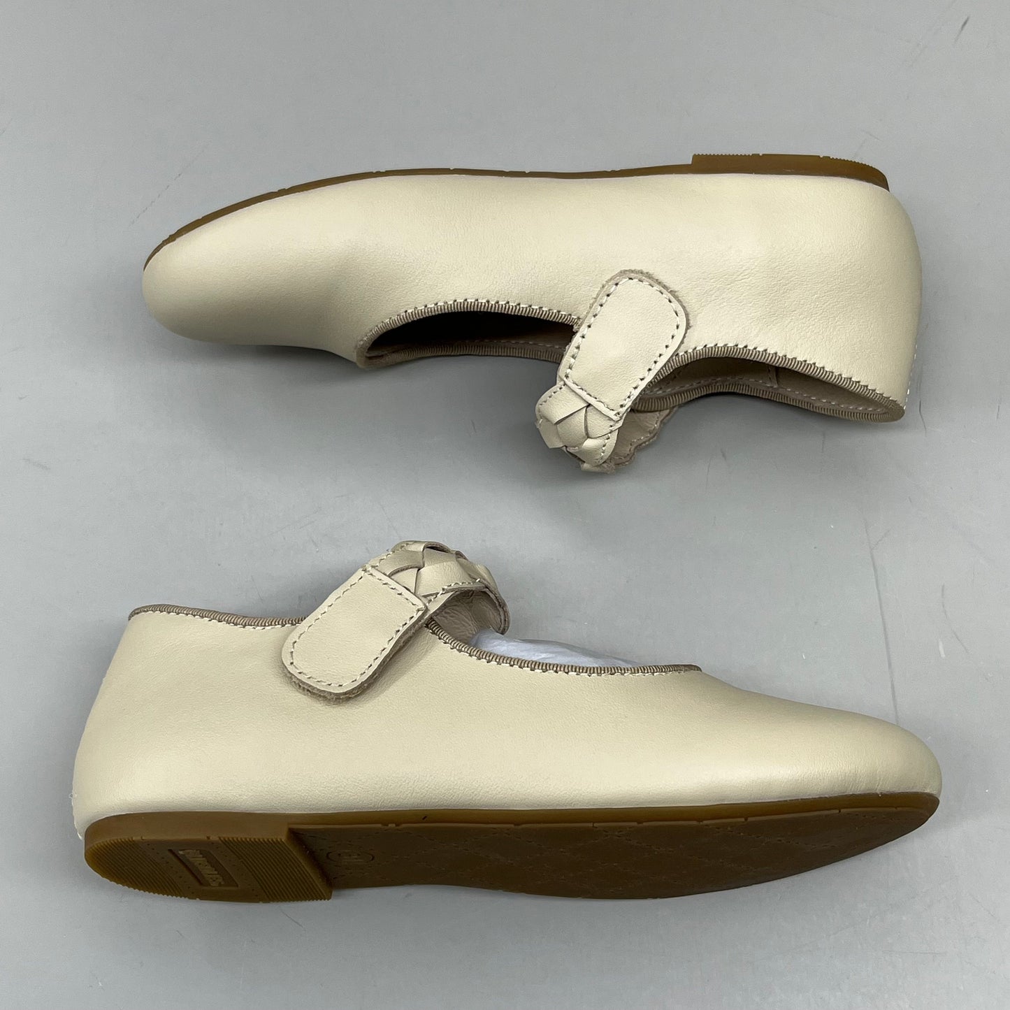 OLD SOLES Lady Plat Braided Strap Leather Shoe Kid’s Sz 30 US 13 Cream #817