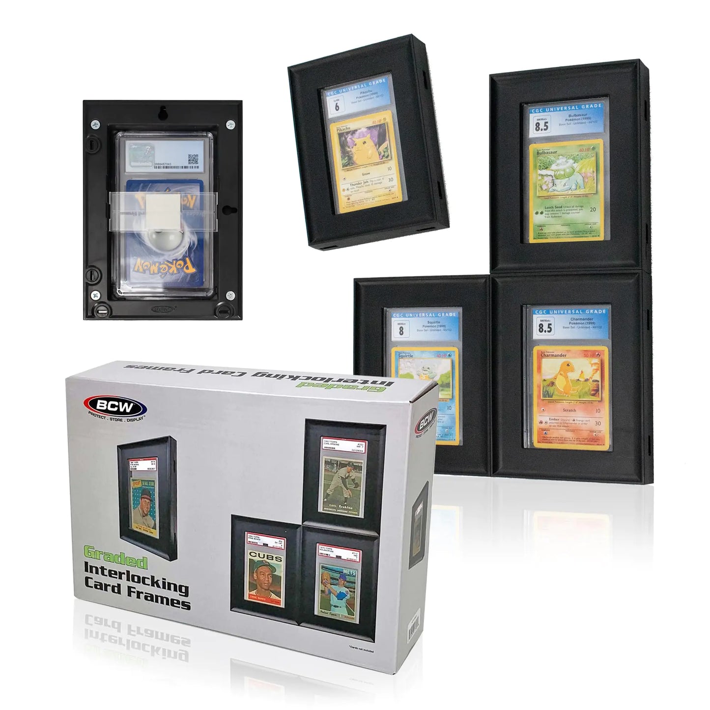 Style Loft Collection Interlocking Card Frames - Black | Interlocking Frames Ideal for Collectibles Trading Cards and Memorabilia | Wall Display Frame (Graded Cards - 8 Pack)