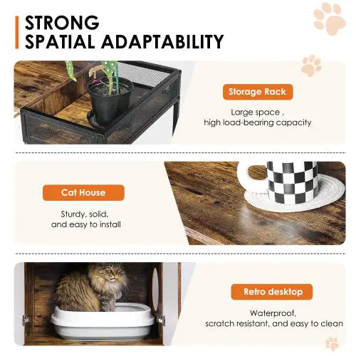 Style Loft Collection Dual Cat Litter Box Cabinet in Rustic Brown