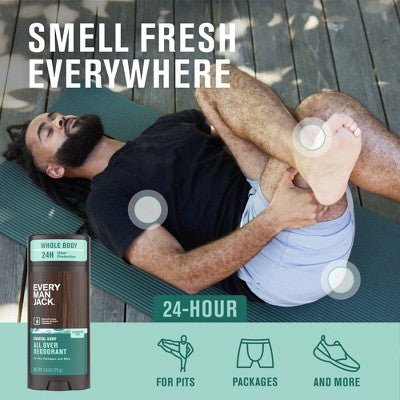Every Man Jack All Over Solid Deodorant Coastal Surf 2.6oz - Imperfect Container