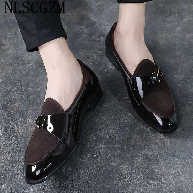 Patent Leather Loafers Men Dress Shoes Leather Italian Oxford Shoes for Men Wedding Dress Formal Slip on Shoes Men Office 2026