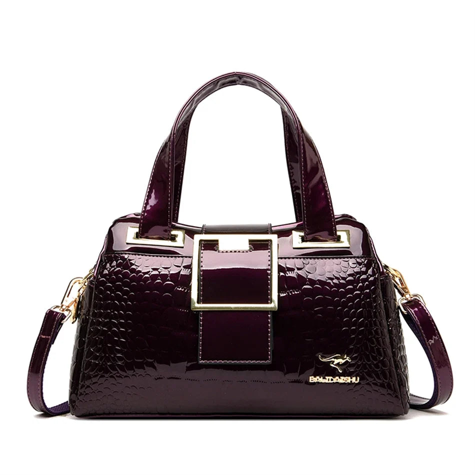 2-Layer Large Capacity Tote Bag | Luxury Handbags Women's Designer Crocodile Pattern Ladies Boston Shoulder Bag (High Quality)