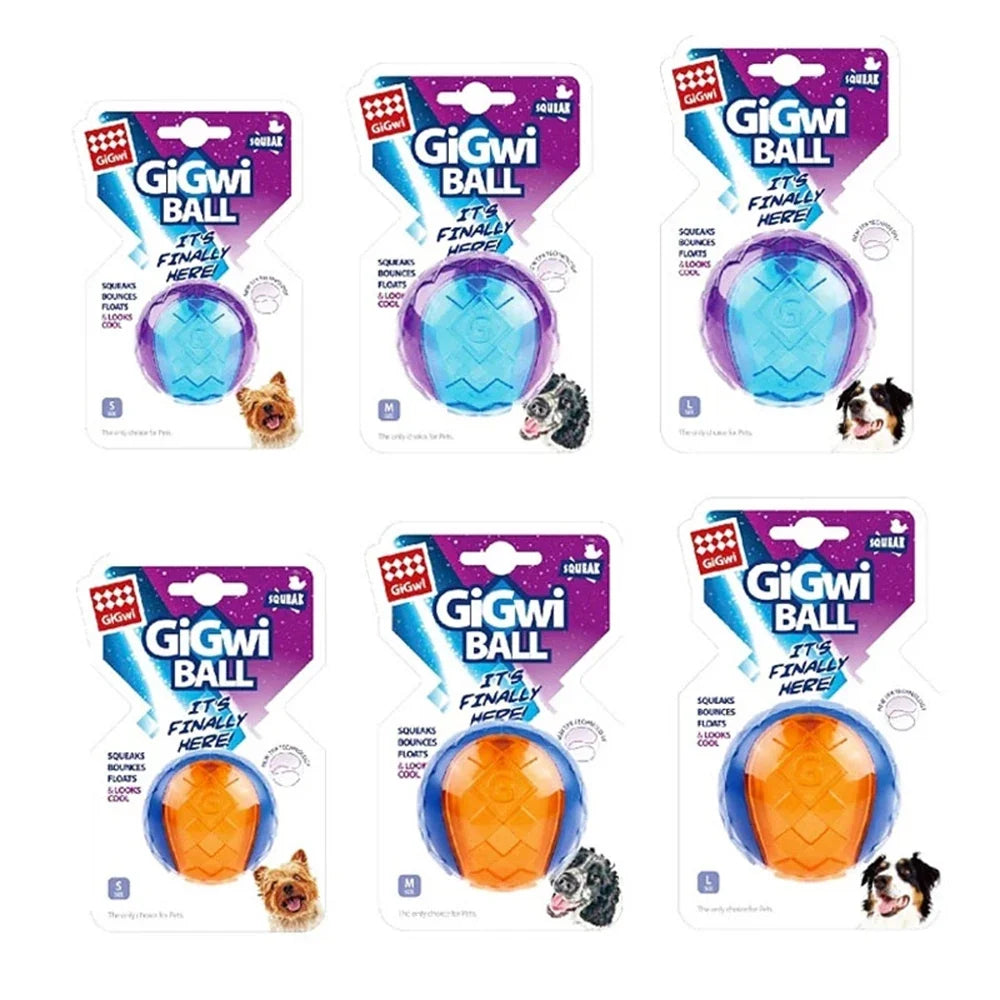 Pet Dog Squeaky Toys Ball Puppy Chew Toys Sound Pure Natural Non-toxic Rubber Outdoor Play Small Big Dog Funny Elasticity Ball
