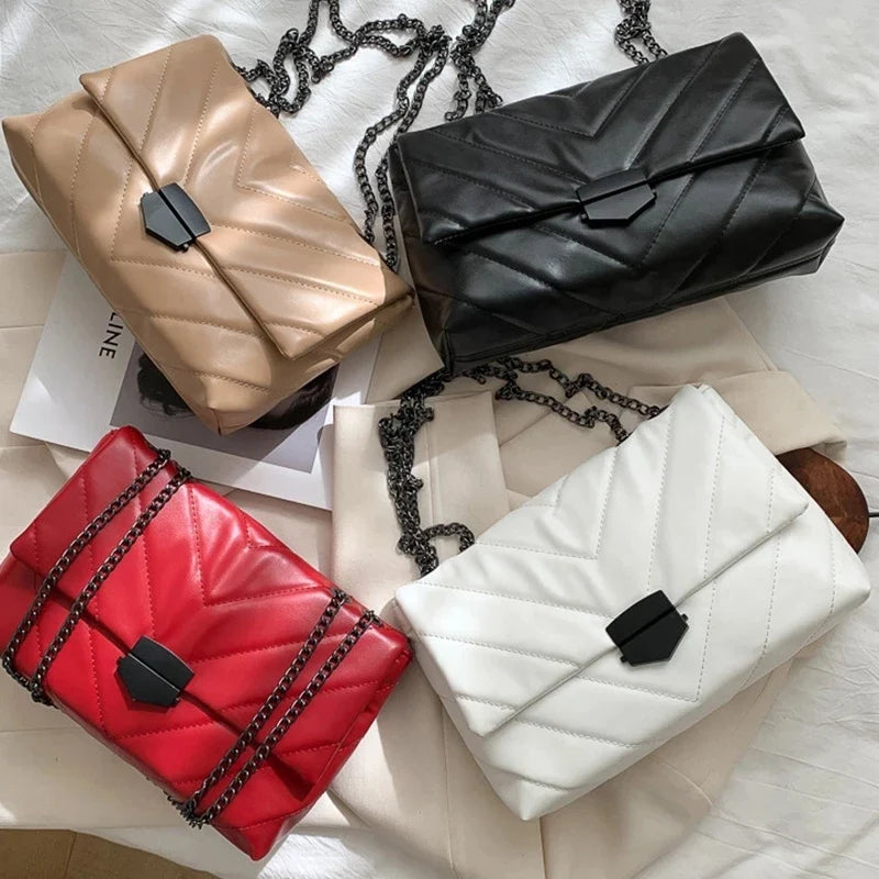 Luxury Chains Shoulder Bag for Women | PU Leather Armpit Bag & Fashion Messenger (Small Flap Crossbody Bag, Lady Shopping Pouch)