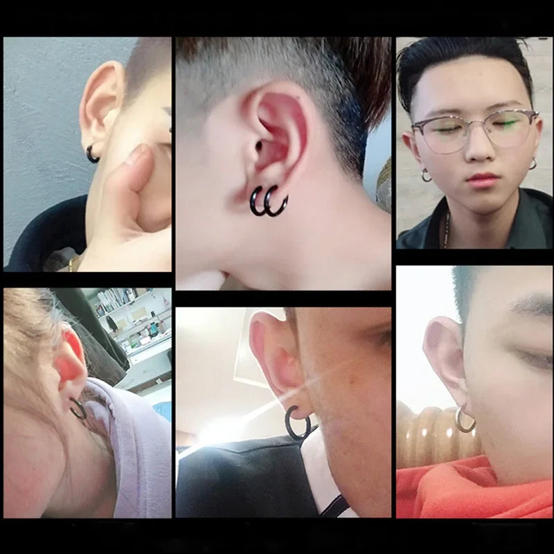 1 Pair Women/Man Stainless Steel Small Hoops Earring Piercing Ear Cartilage Tragus Simple Thin Circle Anti-allergic Ear Buckle