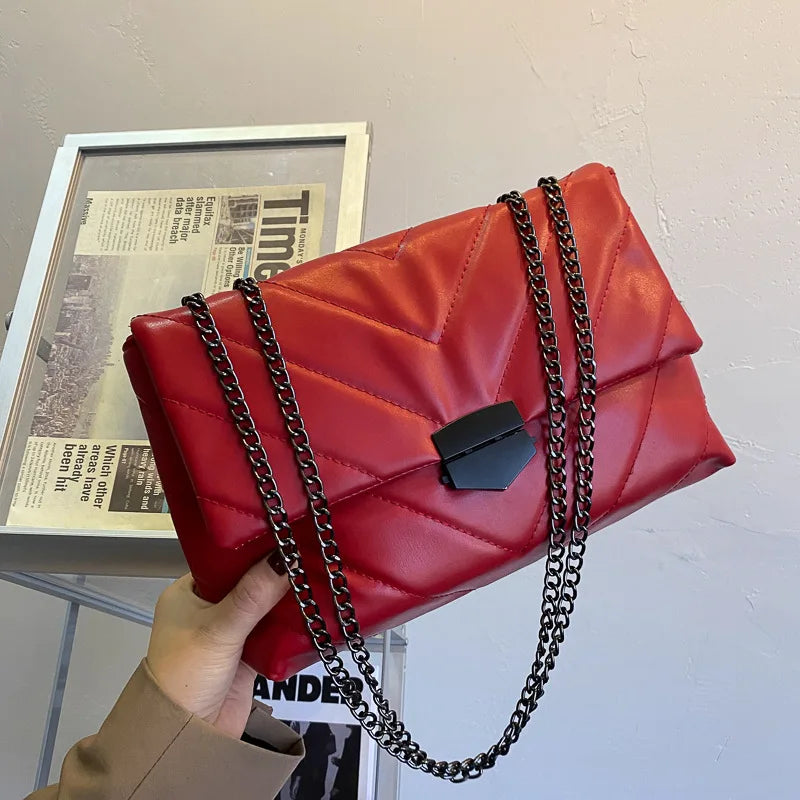 Luxury Chains Shoulder Bag for Women | PU Leather Armpit Bag & Fashion Messenger (Small Flap Crossbody Bag, Lady Shopping Pouch)