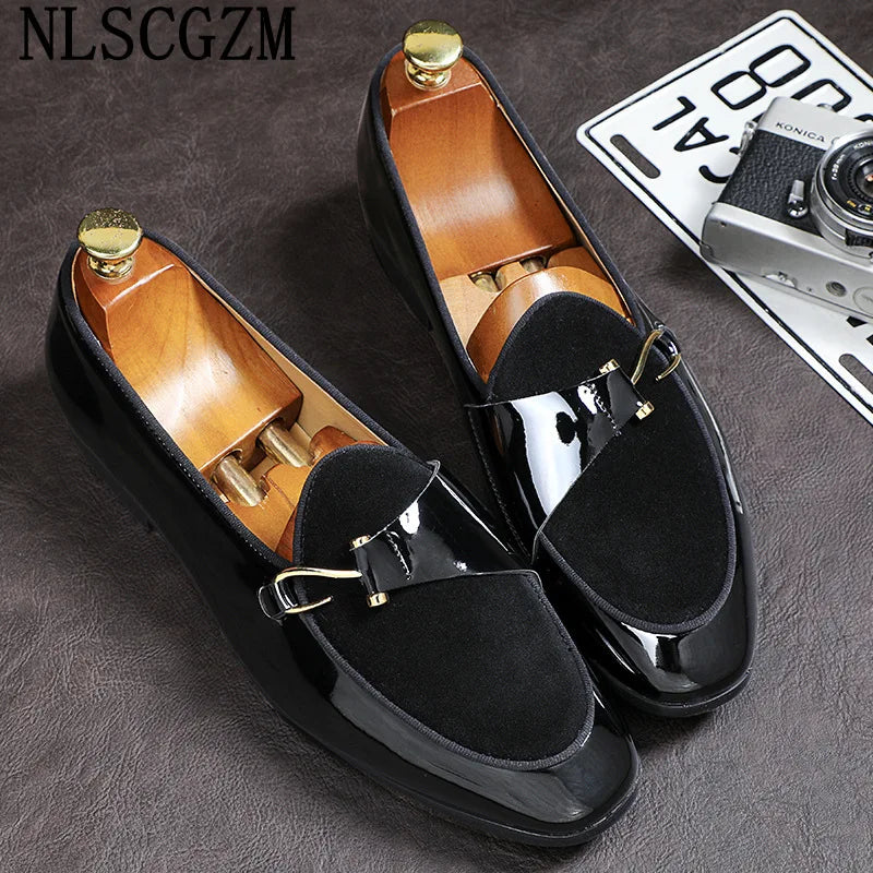 Patent Leather Loafers Men Dress Shoes Leather Italian Oxford Shoes for Men Wedding Dress Formal Slip on Shoes Men Office 2026