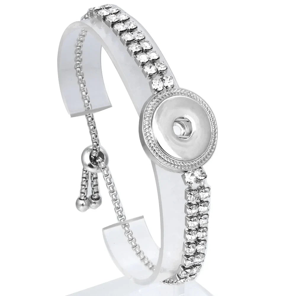 Snap Jewelry Adjustable Snap Buttons Bracelets 18mm Metal Button Charms Chain Bracelets For Women DIY Jewelry