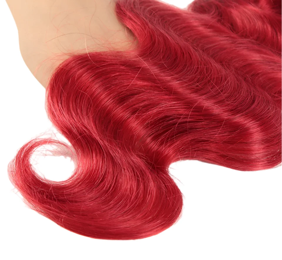 Rebecca Oxblood Red Body Wave Bundles with Closure | 3 Brazilian Remy Human Hair Weave & Closure Set