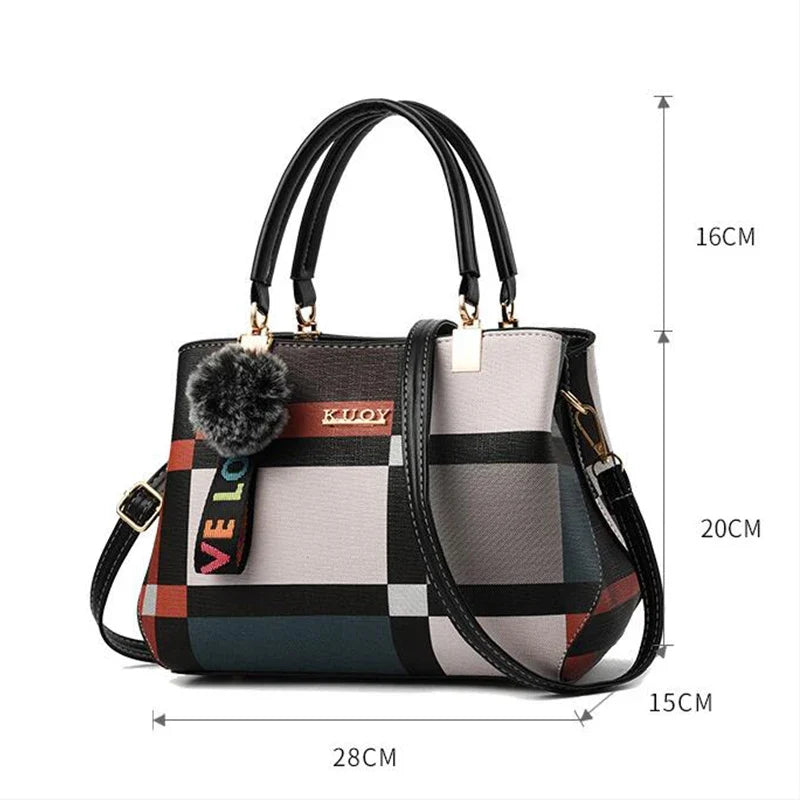 Elegant Designer Handbags for Women | PU Leather Crossbody Messenger Bag with Hairball (Girls Shoulder Bag, Top-Handle Tote)