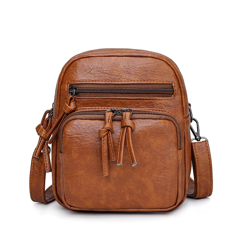 Vintage Crossbody Bag for Women | Soft PU Leather Shoulder Bag (Multifunction Messenger, Small Square Bag, Big Capacity)